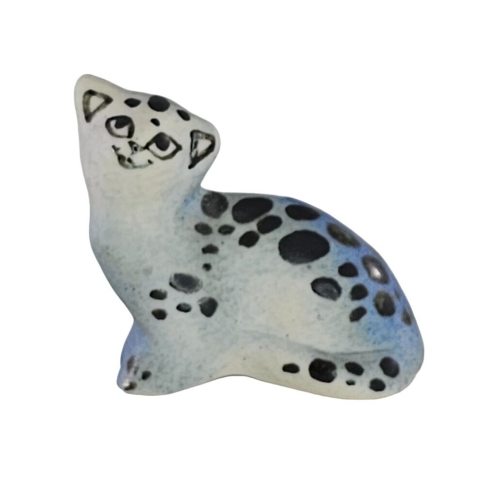 Ceramic Spotted Leopard Cat Figurine Blue Cheetah Jaguar Estate Find